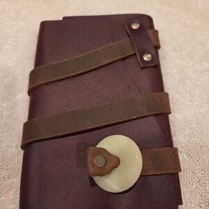NEW! The Portland Leather Goods Wrap Journal with Stone in color Merlot 4" x 6"